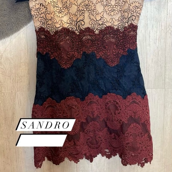 SOLD - Sandro Cocktail Lace Mini Dress - Picture 3 of 3